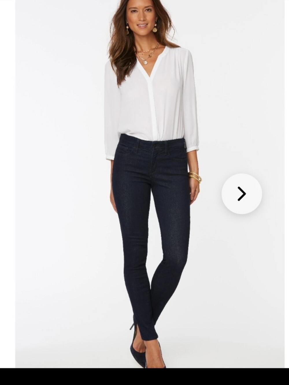 NYDJ Dark Blue Denim Jeans with Contrast Stitching